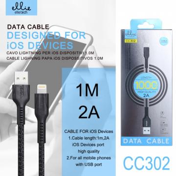 Ellietech CC302 Câble Lightning Nylon 2A 1M Noir